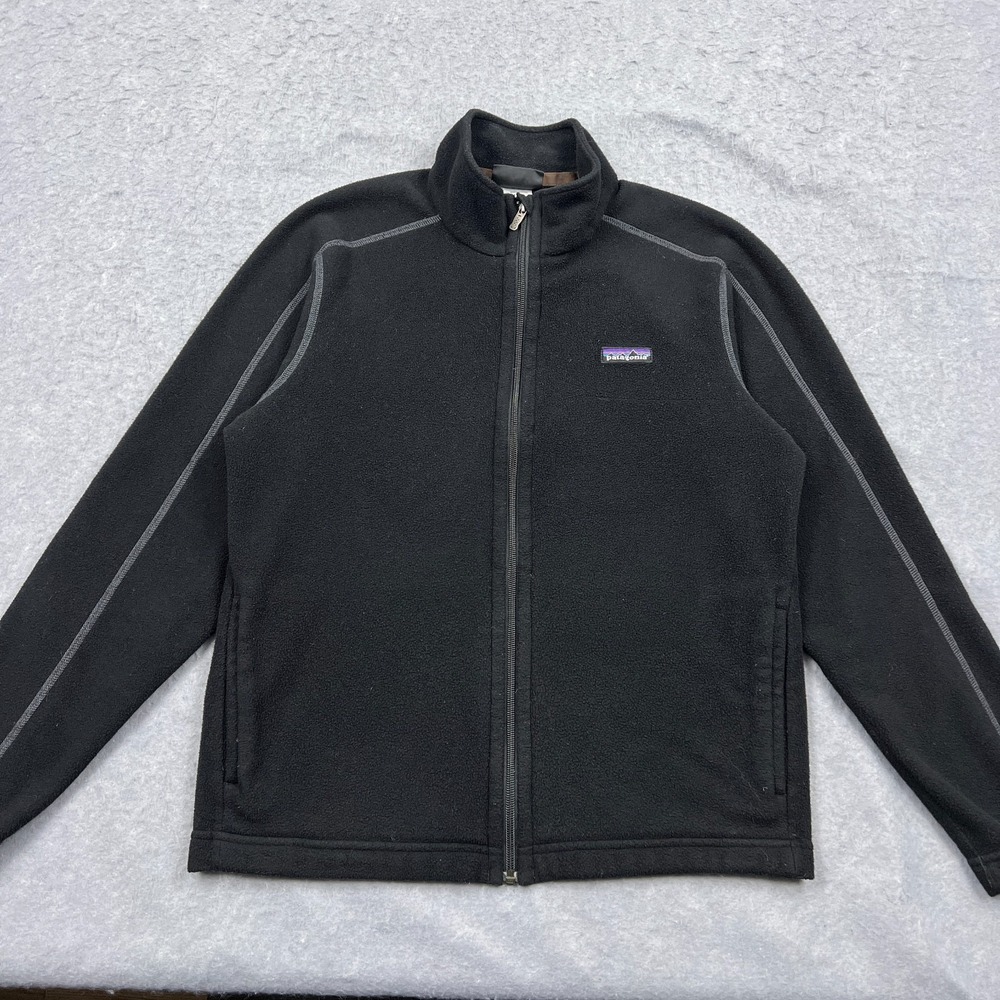 VTG Patagonia El Cap Jacket Men's Medium Black Full Zip Brushed Fleece Synchilla